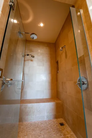 a bathroom with a shower