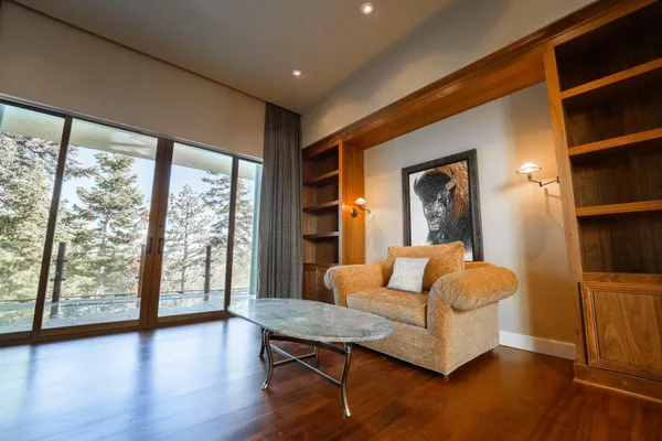 a bathroom with sink and mirror