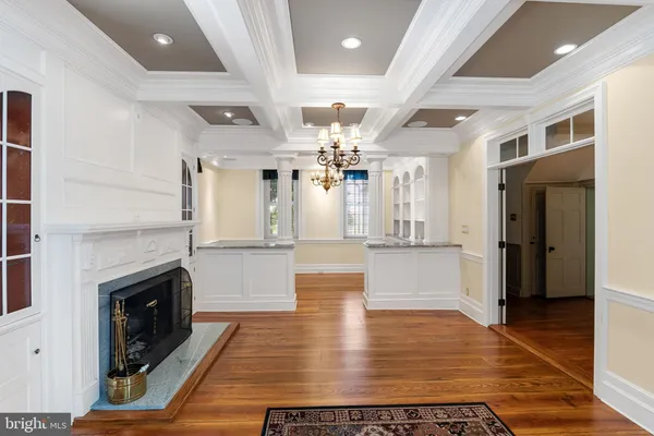 a view of an entryway with a fireplace