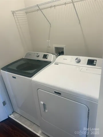 a close up view of washer and dryer