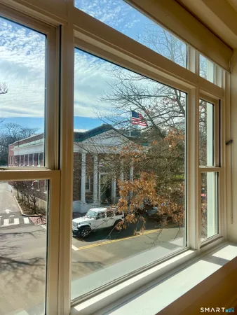 a view of a building from a window
