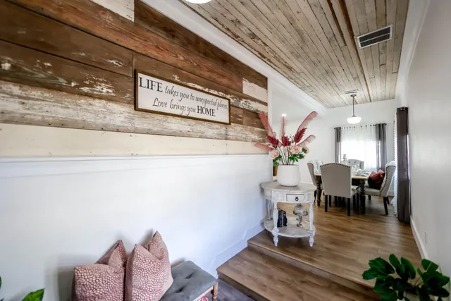 a living room with furniture