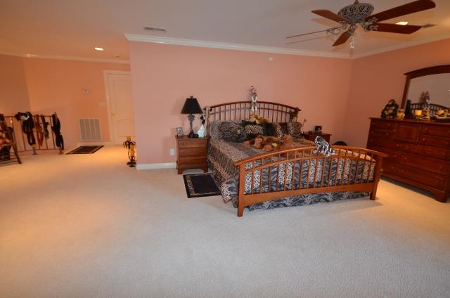 328 River Trace Road Dover, TN 37058 - Photo 11 of 30 a bedroom with a bed and a chandelier