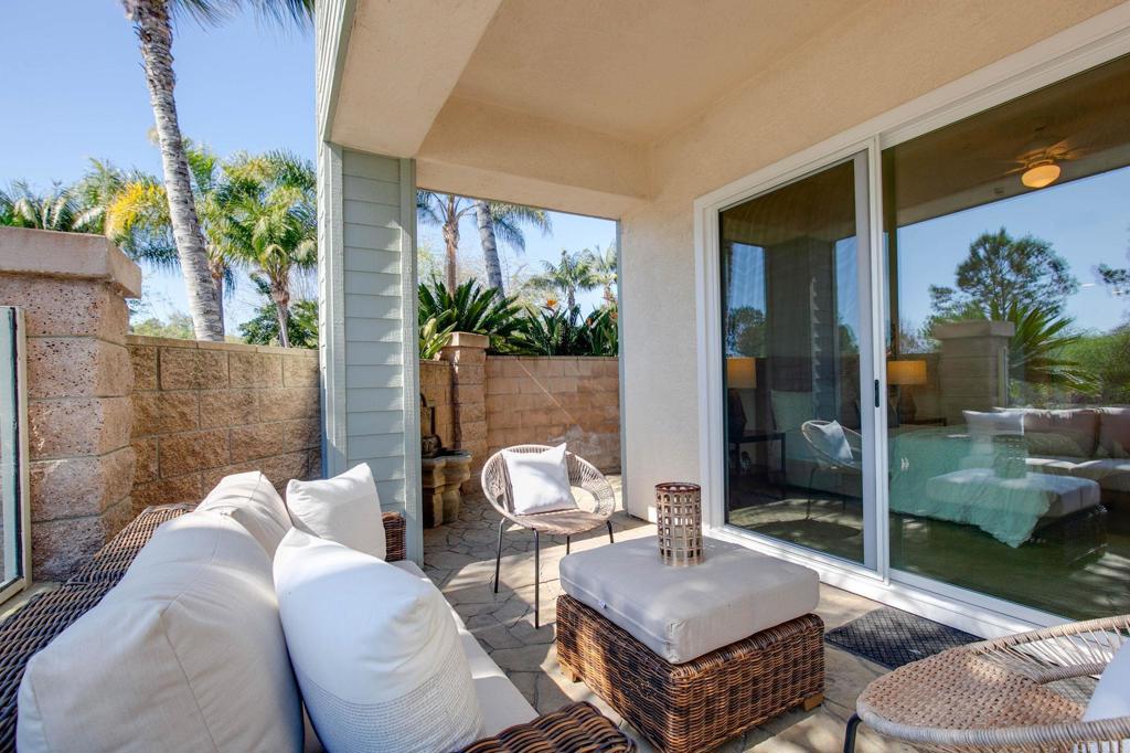 2738 MacKinnon Ranch Road Cardiff-by-the-Sea, CA 92007 - Photo 39 of 58 a outdoor space with patio the couches and a potted plant