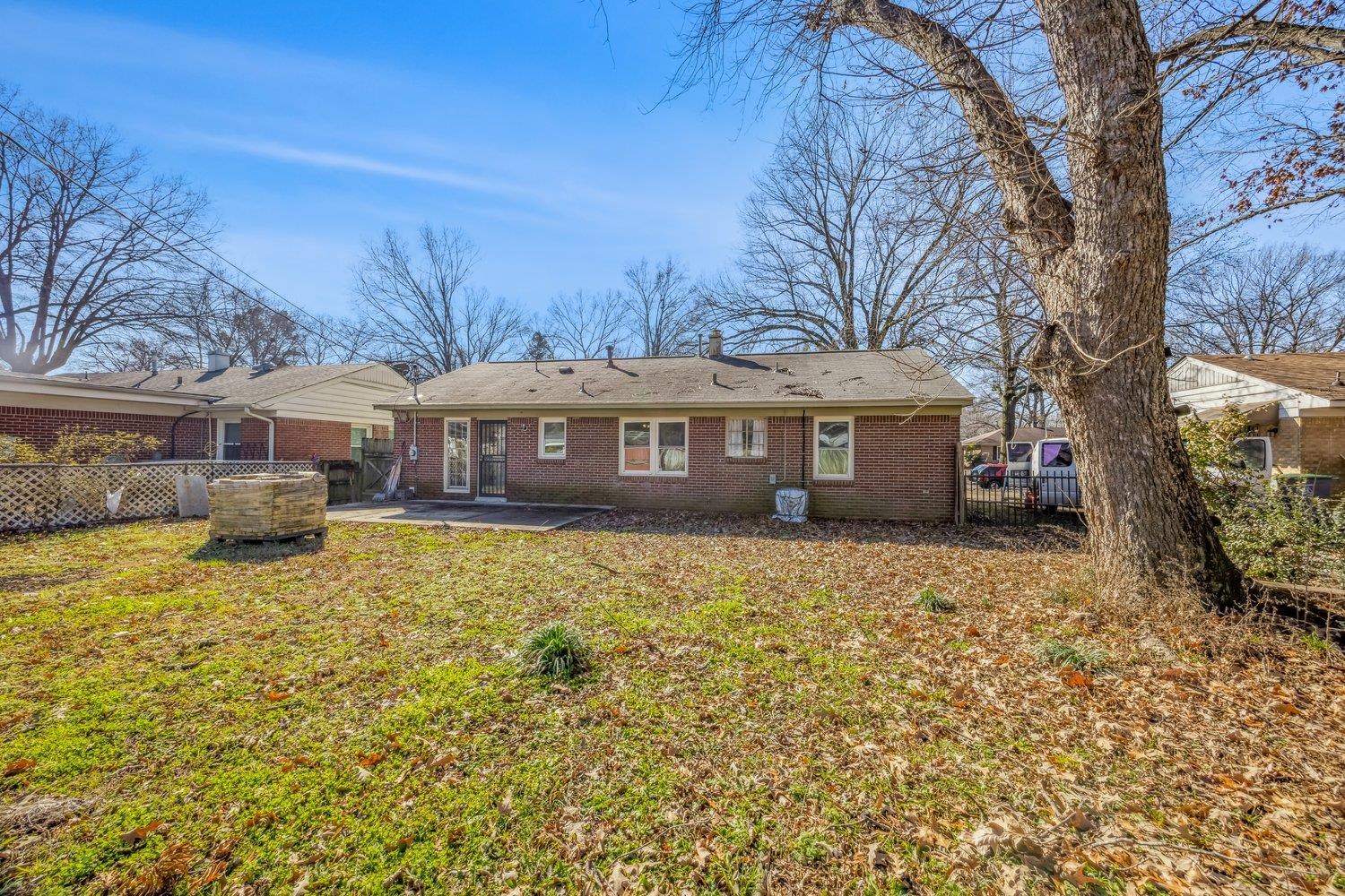 4490 Garnett Road Memphis, TN 38117 - Photo 17 of 18 Rear view of property featuring a patio area, a fenced backyard, and brick siding