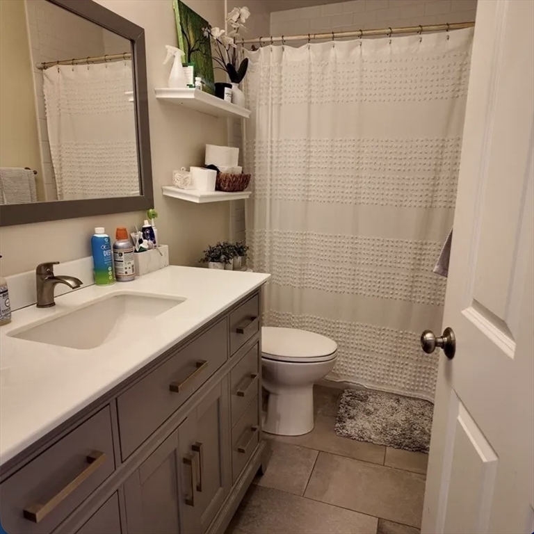 7 Loring Street, Unit 2 Boston, MA 02127 - Photo 6 of 10 a bathroom with a sink a toilet and shower curtain