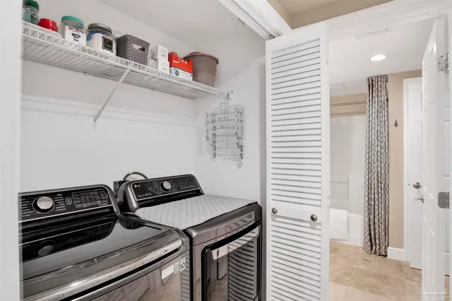 a view of a room with racks on the wall