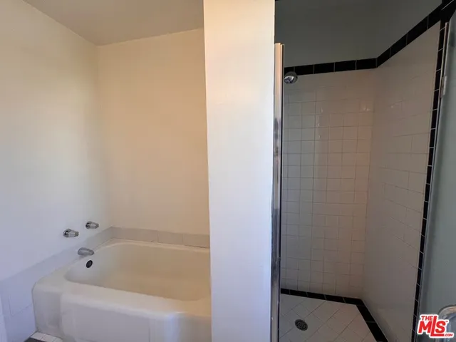 a bathroom with a bathtub