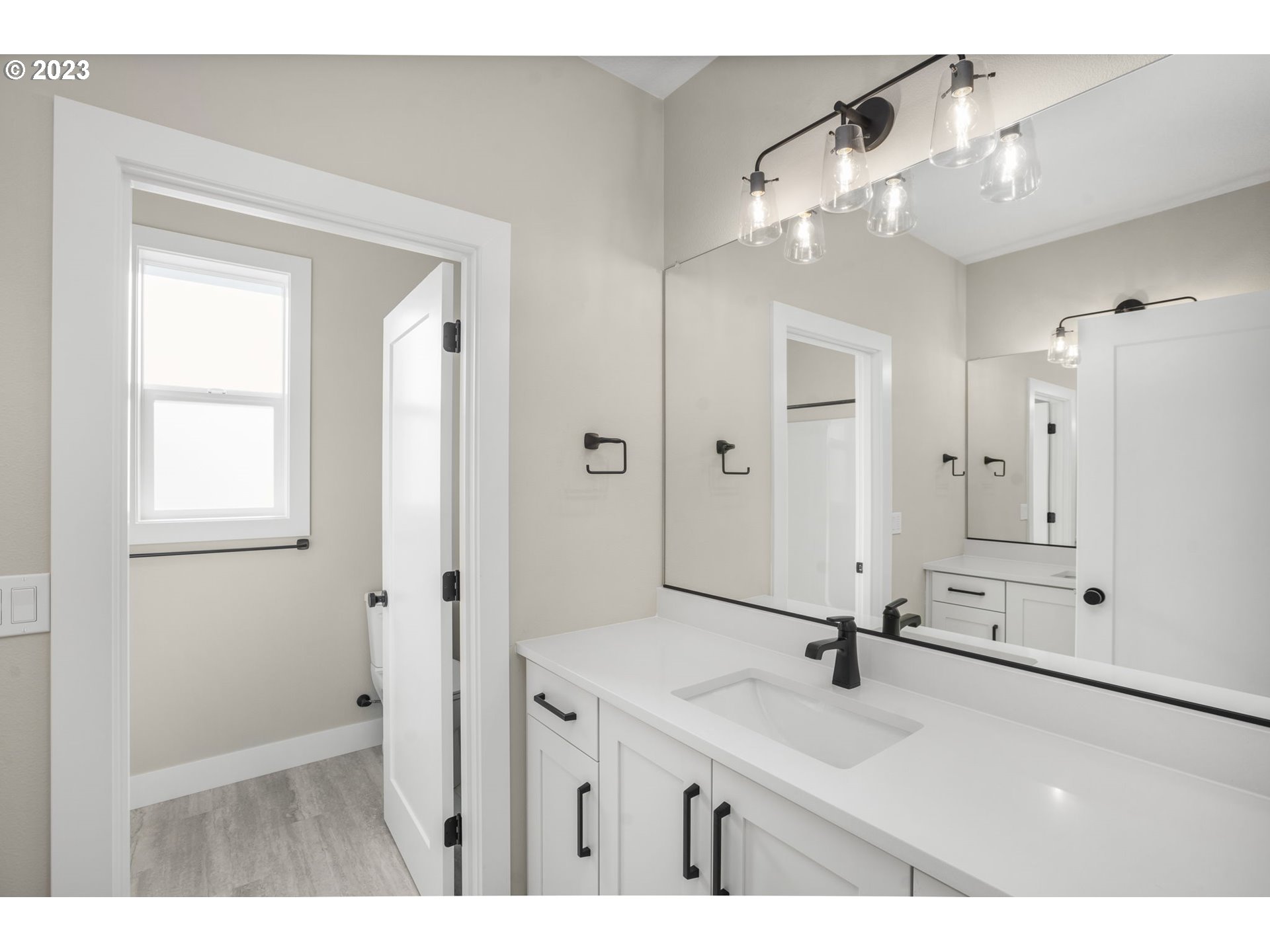 8878 Southwest Lintner Terrace Portland, OR 97223 - Photo 26 of 42 a bathroom with a sink a mirror and a shower