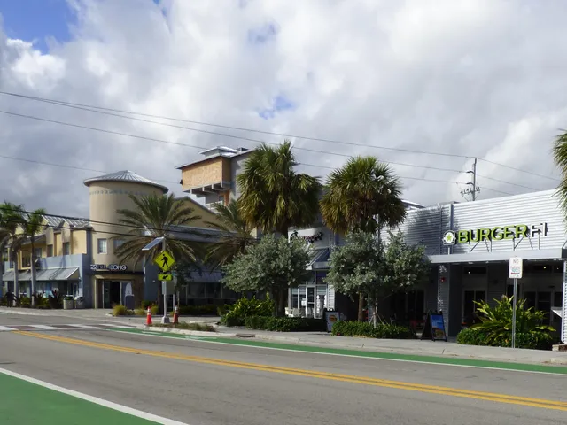 a view of a building with a street
