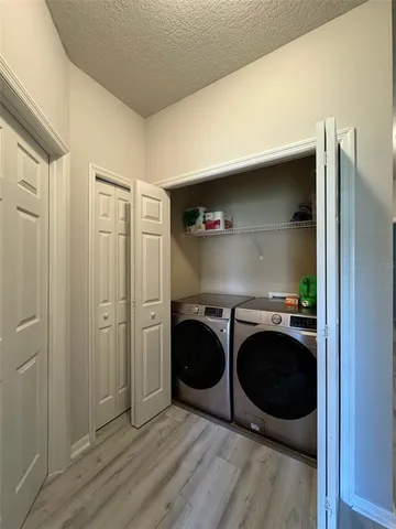 a room with a washer and dryer