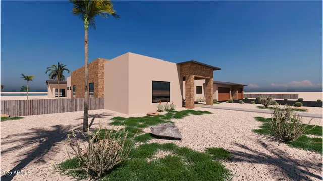 a view of a backyard with sitting area