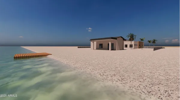 an ocean view with seating space