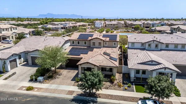an aerial view of a house