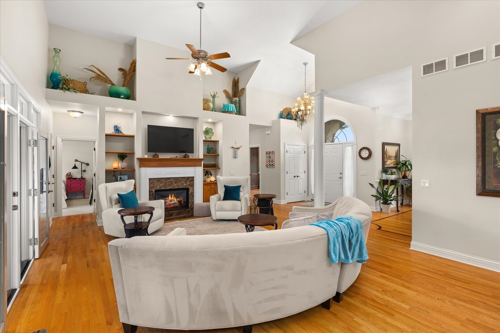 1330 Airport Road Morris, IL 60450 - Photo 24 of 53 a living room with fireplace furniture and a flat screen tv