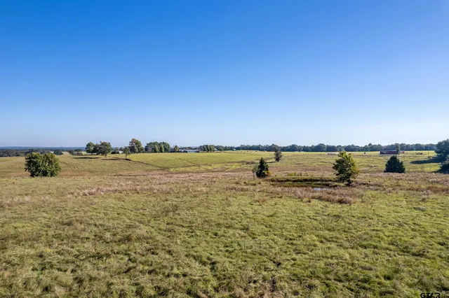 a view of a lake with houses in the background