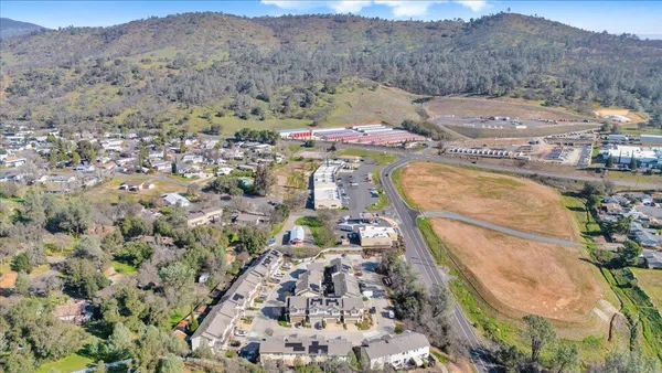 a view of a lake with houses