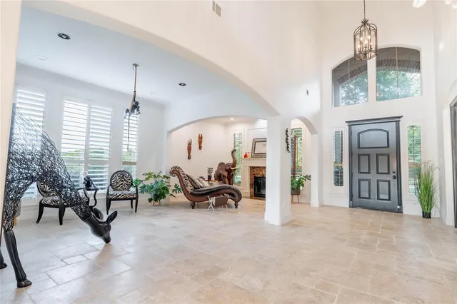 a living room with furniture