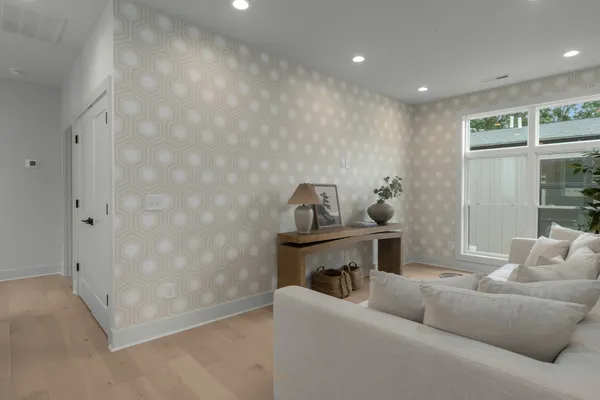 a living room with furniture