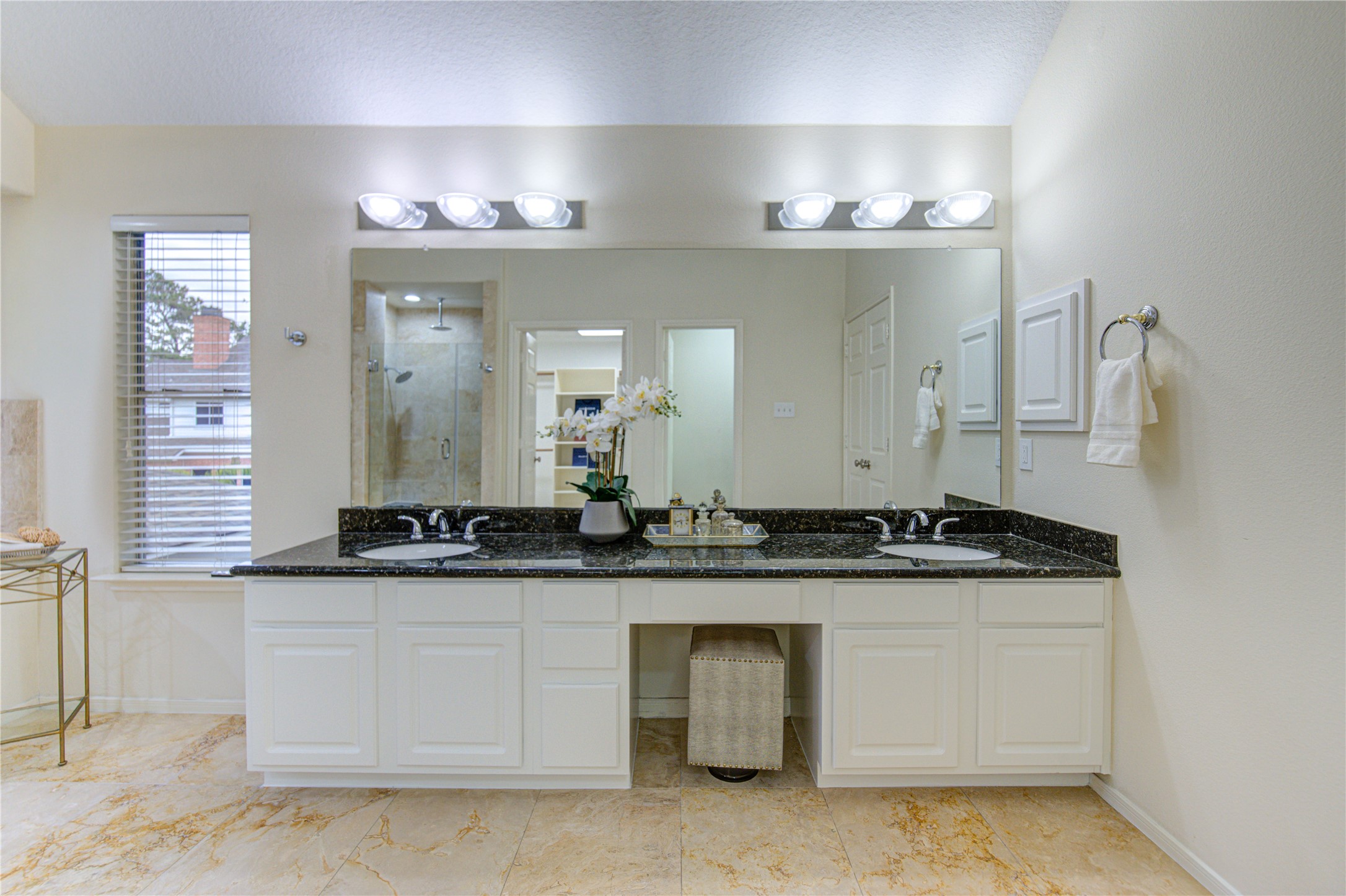 2327 Centerbrook Lane Katy, TX 77450 - Photo 38 of 47 a bathroom with a granite countertop double vanity sink and a mirror