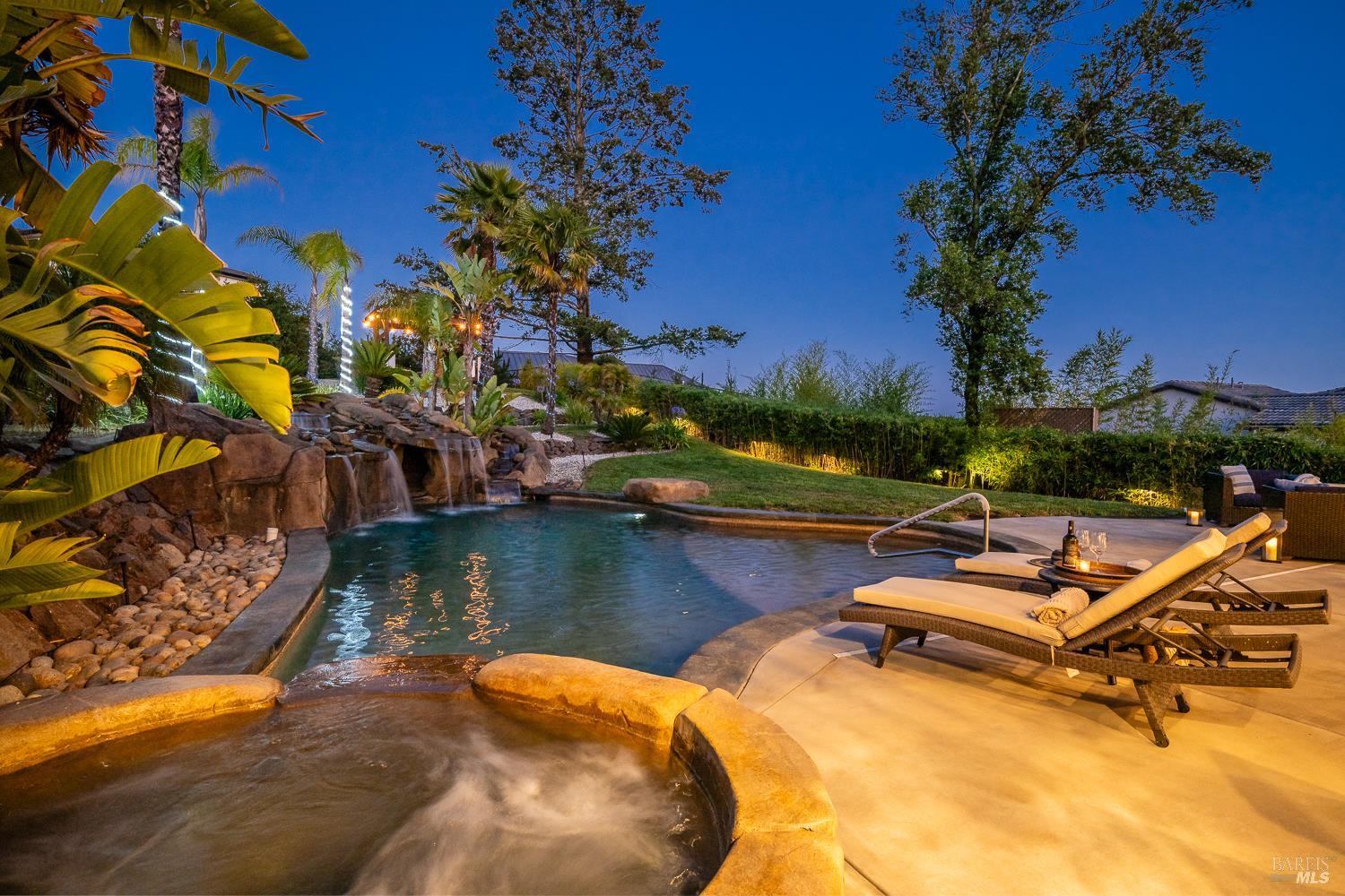 3882 Royal Manor Place Santa Rosa, CA 95404 - Photo 36 of 98 Enjoy Sonoma County's mild Mediterranean climate from your personal oasis. Custom pool features hot tub, sun shelf and waterfall. Plantings include mature palms, bougainvillea, birds of paradise and more!!