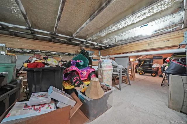 a view of a storage room with racks
