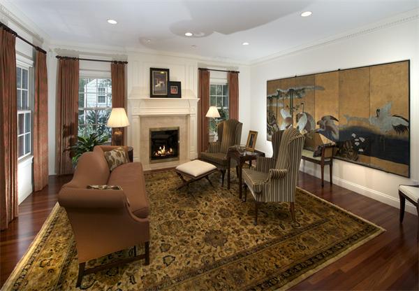 39 Windsor Road Wellesley, MA 02481 - Photo 3 of 23 a living room with furniture large window and a fireplace