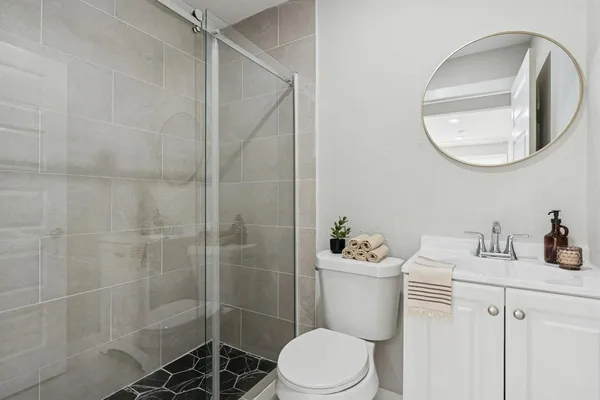 a workspace with furniture and window