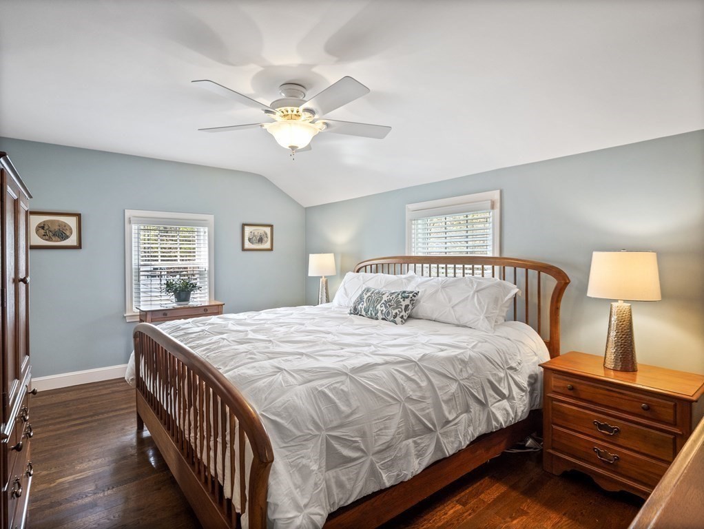 43 Windsor Road Stoneham, MA 02180 - Photo 20 of 42 a bedroom with a bed and a lamp