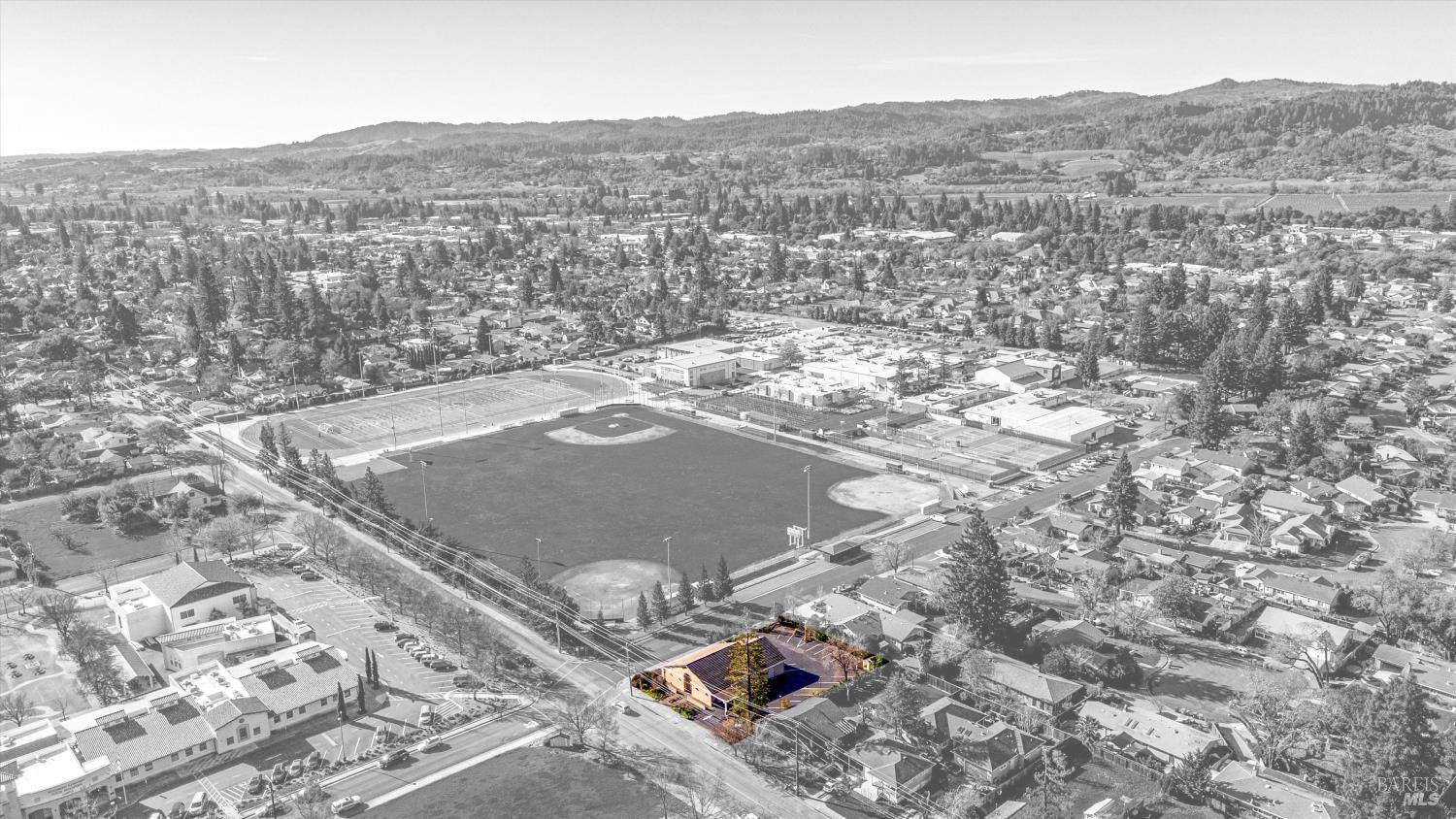 1105 University Avenue Healdsburg, CA 95448 - Photo 4 of 29 an aerial view of residential houses with outdoor space