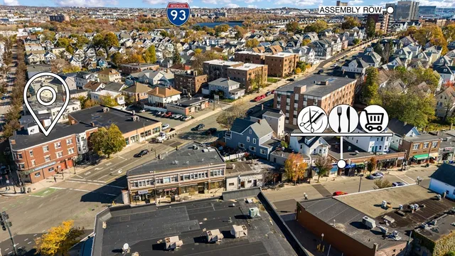 an aerial view of a city