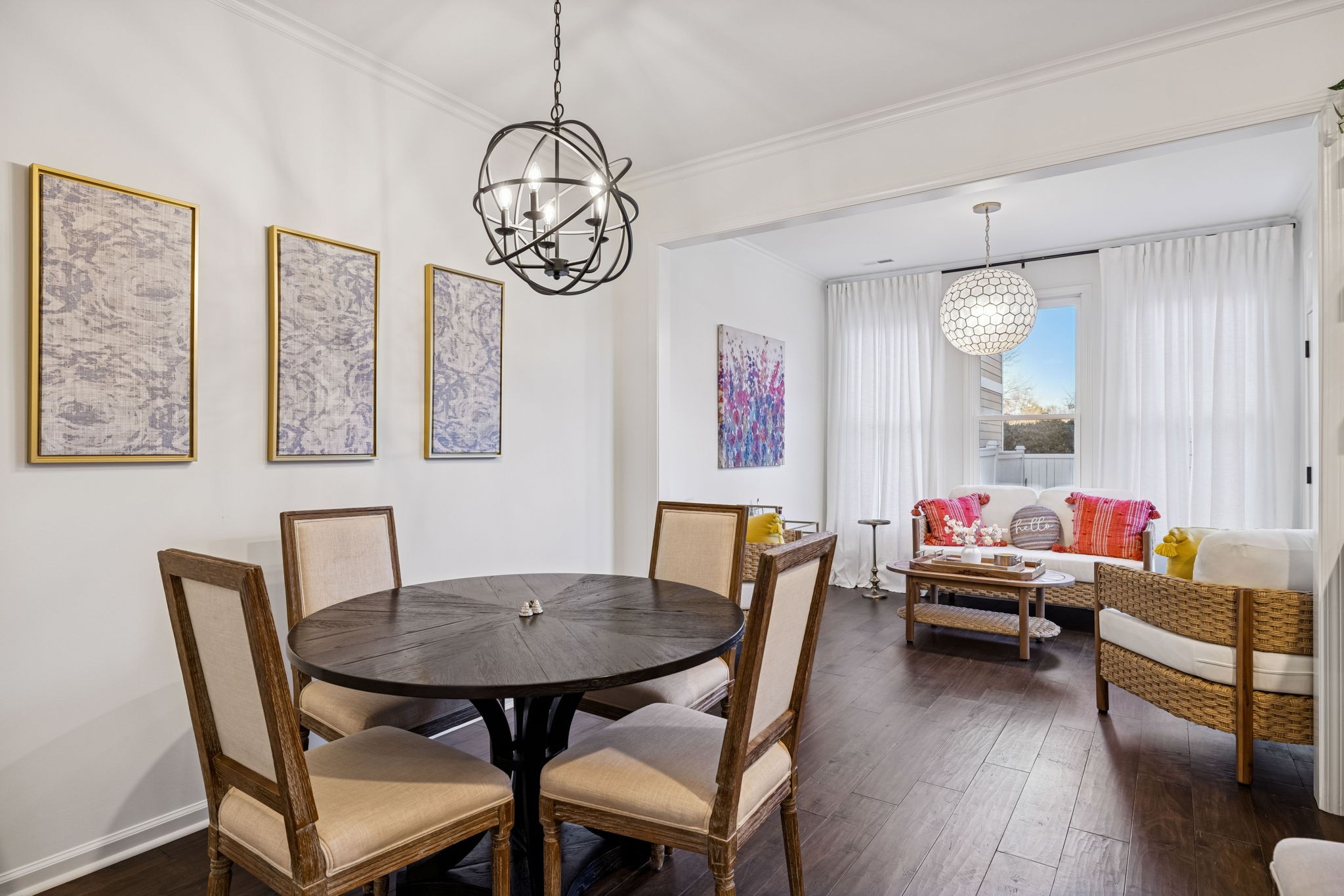 102 Pearl Street Franklin, TN 37064 - Photo 22 of 71 a view of a dining room with furniture wooden floor and a chandelier