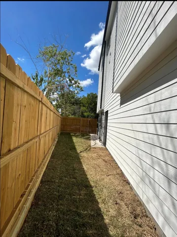 a view of a balcony with door