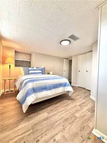 a view of a garage with storage