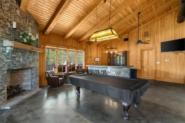 a large living room with a large window