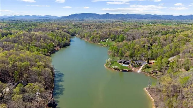 a view of lake and mountain