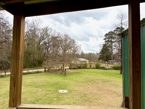 a view of a park with a slide