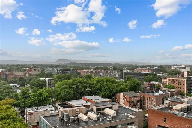 a view of a lake with a building
