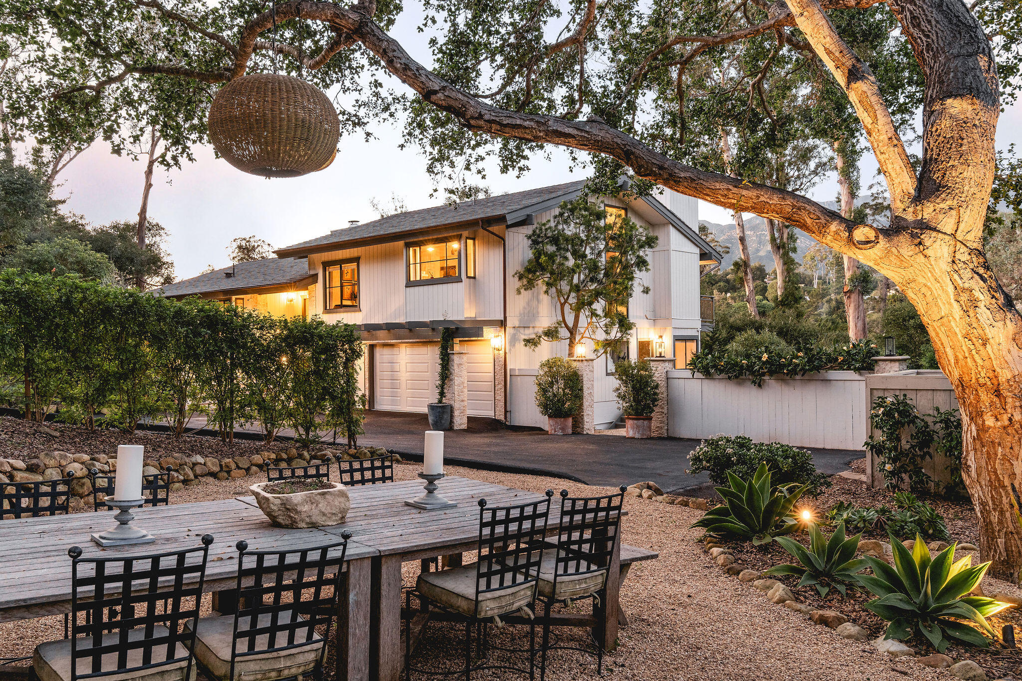 395 Woodley Road Montecito, CA 93108 - Photo 25 of 30 a view of a patio with table and chairs and potted plants