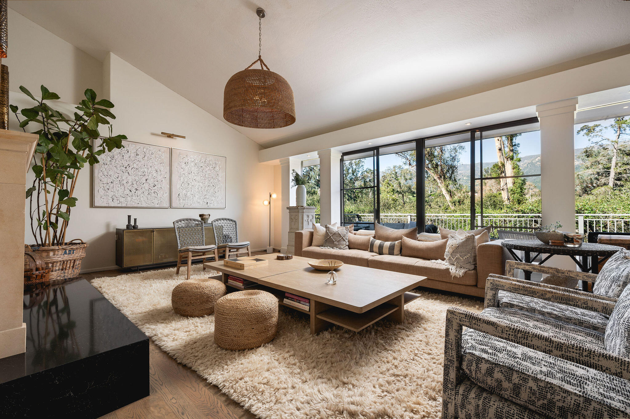 395 Woodley Road Montecito, CA 93108 - Photo 5 of 30 a living room with furniture and a large window