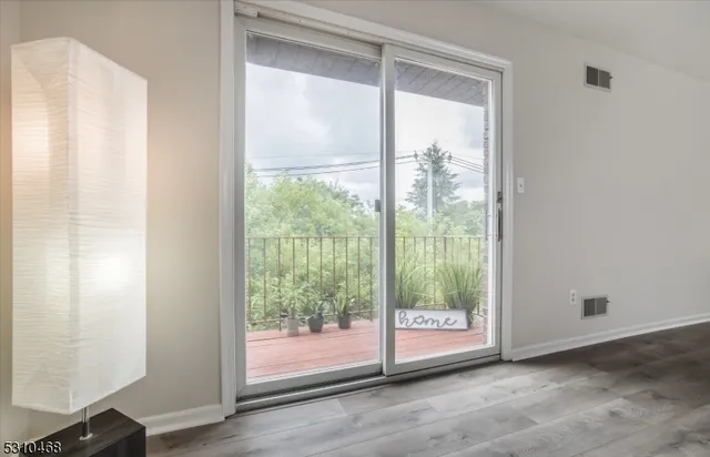 a view of a glass window and front door