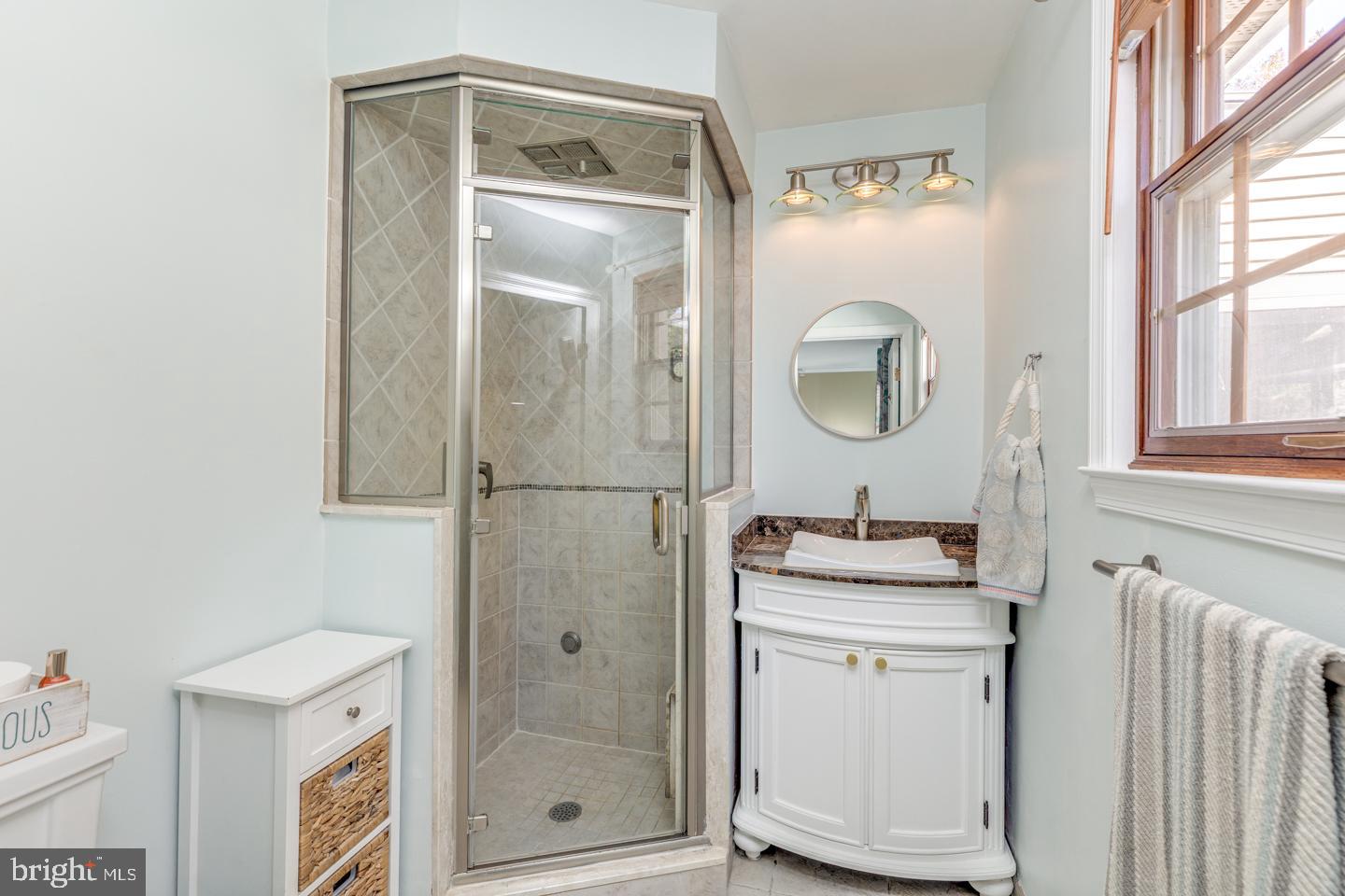 29 Sherri Way Pine Hill, NJ 08021 - Photo 18 of 28 a bathroom with a shower a sink and a mirror