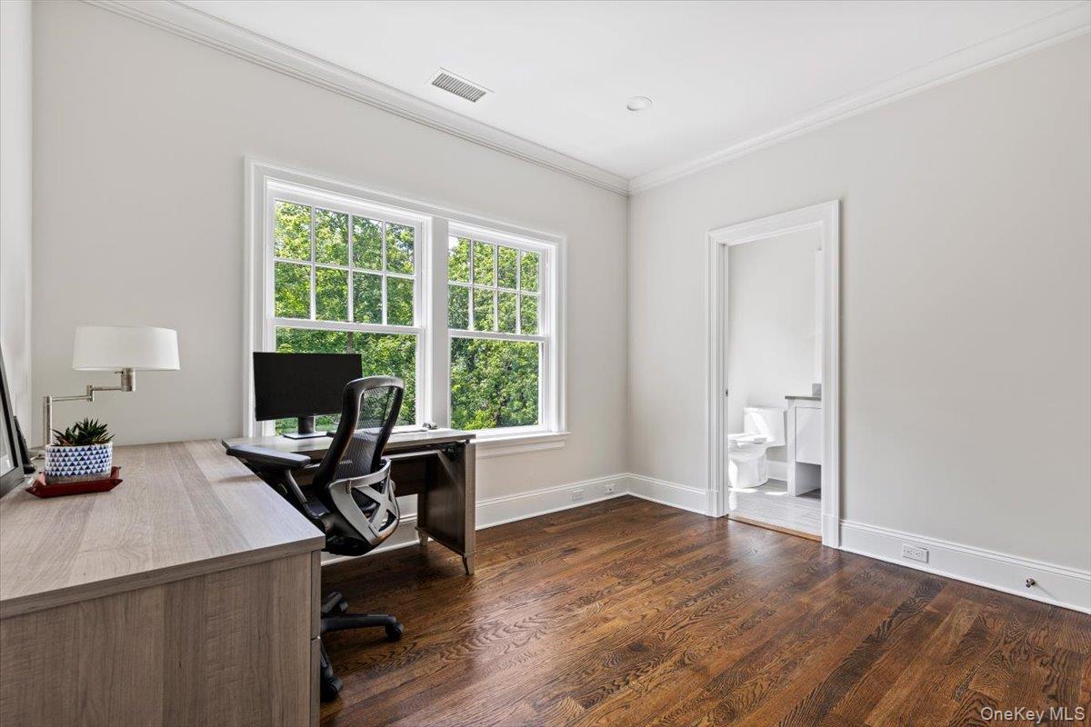 81 Wappanocca Avenue Rye, NY 10580 - Photo 18 of 27 Office featuring crown molding and dark wood-style flooring