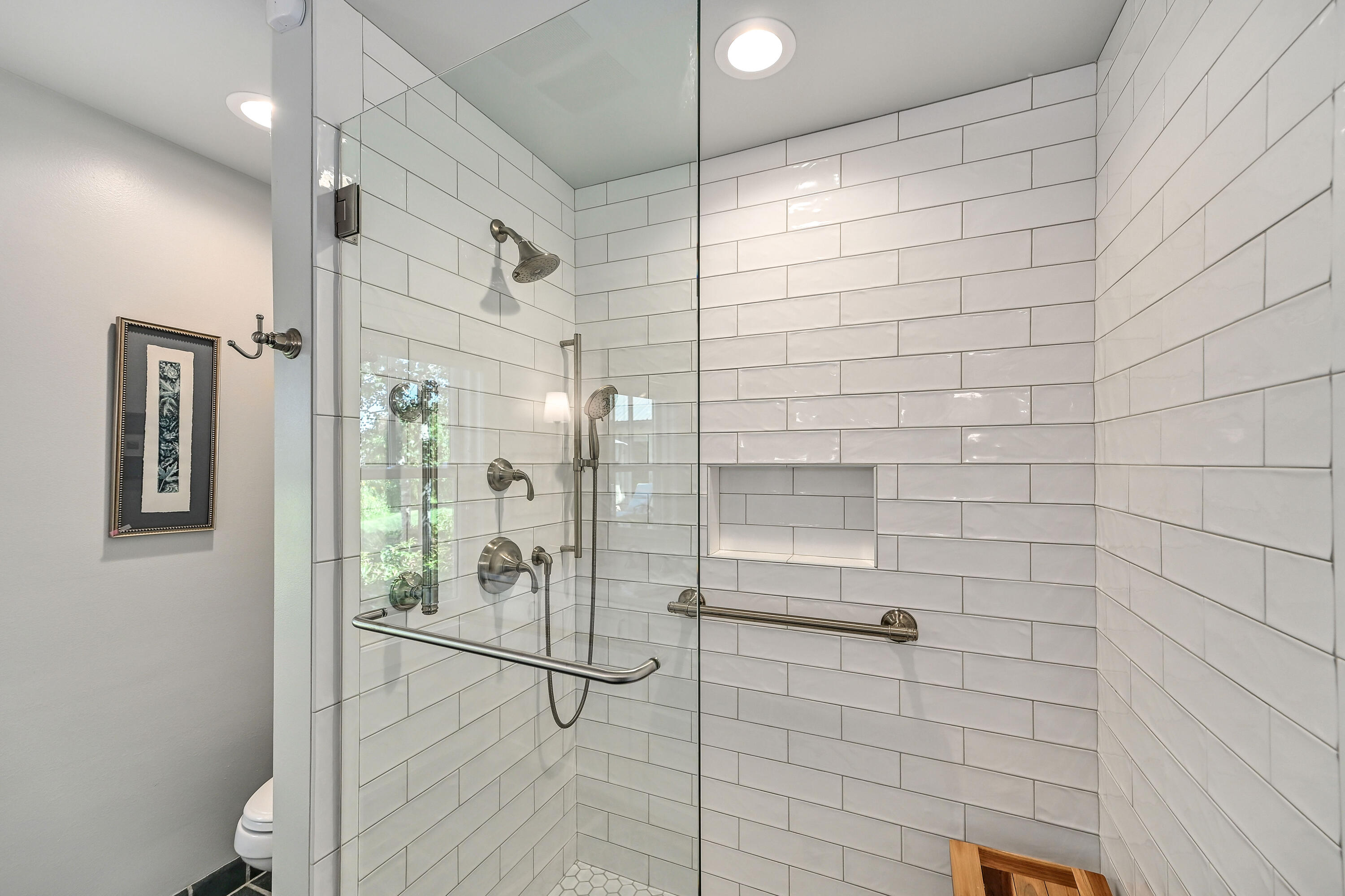 3200 West Bonniwell Road Mequon, WI 53097 - Photo 21 of 77 Accessible shower stall, with opening door.