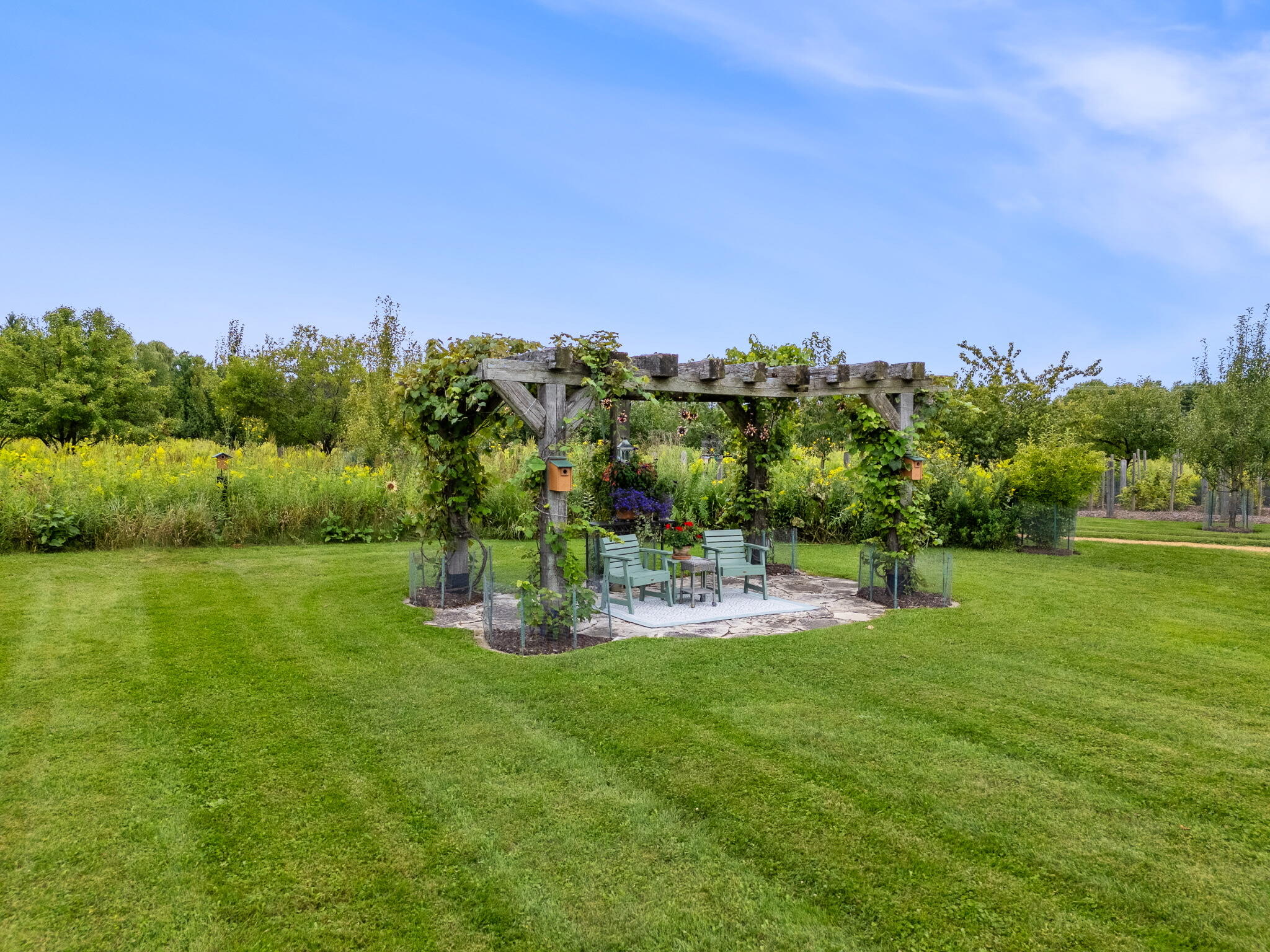 3200 West Bonniwell Road Mequon, WI 53097 - Photo 60 of 77 Grapevine arbor, seating and electricity.