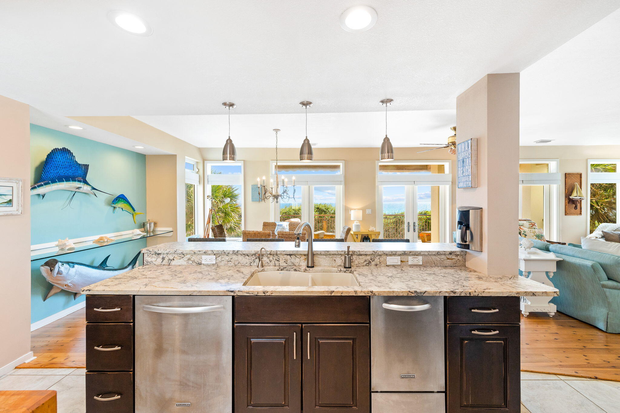 24 Bramble Grove Place Santa Rosa Beach, FL 32459 - Photo 27 of 89 a kitchen with granite countertop a sink and a wooden floor