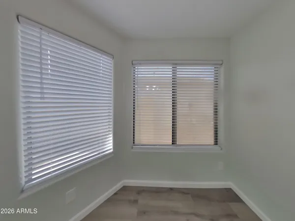 a view of a room that has a window in it