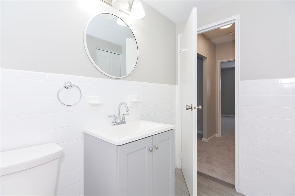 149 Lake Shore Road, Unit 2 Boston, MA 02135 - Photo 24 of 38 a bathroom with a sink a mirror and a toilet