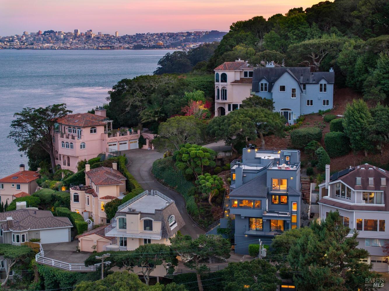 31 Edwards Avenue Sausalito, CA 94965 - Photo 43 of 51 an aerial view of multiple houses with a lake view
