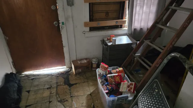 a living room with furniture